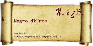 Negro Áron névjegykártya